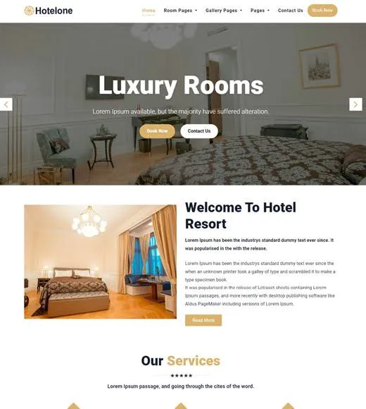 Kuro hotel website template preview