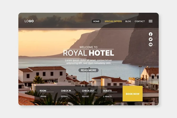 Meridian hotel website template preview
