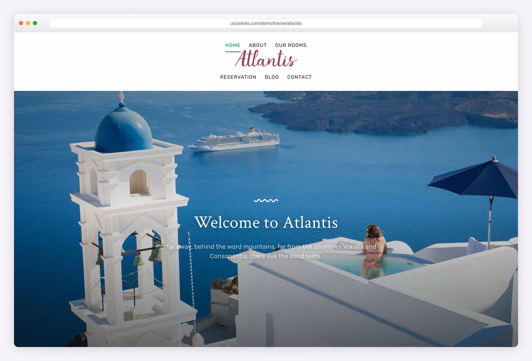 Verre hotel website template preview